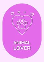 Animal rescue organization postcard with linear glyph icon. Greeting card with decorative vector design. Simple style poster with creative lineart illustration. Flyer with holiday wish