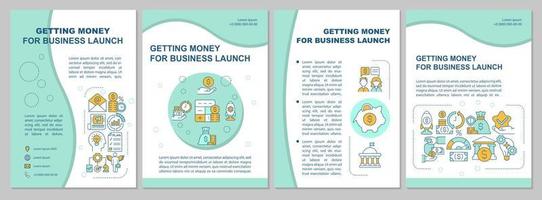 Money for business launch sources getting brochure template. Flyer, booklet, leaflet print, cover design with linear icons. Vector layouts for presentation, annual reports, advertisement pages