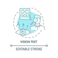 Vision test blue concept icon. Patient vision examination. Numerous medical tests before eye surgery abstract idea thin line illustration. Vector isolated outline color drawing. Editable stroke