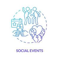 Social events blue gradient concept icon. Participation in community. Social participation. Holiday with work team abstract idea thin line illustration. Vector isolated outline color drawing