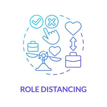 Acción de distanciamiento de rol rojo degradado concepto icono. Practica otro rol social. nueva posición en la comunidad idea abstracta ilustración de línea fina. dibujo de color de contorno aislado vectorial vector