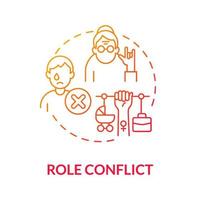 Social role conflict red gradient concept icon. Contradictory person type. Social participation. People with wrong behavior abstract idea thin line illustration. Vector isolated outline color drawing