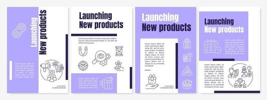 Launching new product strategy campaign brochure template. Flyer, booklet, leaflet print, cover design with linear icons. Vector layouts for presentation, annual reports, advertisement pages