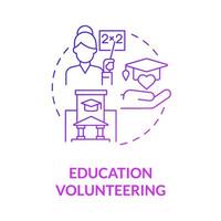 School volunteering purple gradient concept icon. Social participation. Educational charity program. Volunteer aid at abstract idea thin line illustration. Vector isolated outline color drawing