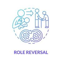 Social role reversal blue gradient concept icon. Exchange personal function in community. Transformation abstract idea thin line illustration. Vector isolated outline color drawing