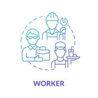 Worker social role blue gradient concept icon. Social participation. Employee participation and engagement in society type abstract idea thin line illustration. Vector isolated outline color drawing