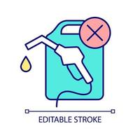 Reducing fossil fuels use RGB color icon. Eliminating diesel vehicles usage. Cutting dangerous emissions. Energy consumption. Isolated vector illustration. Simple filled line drawing. Editable stroke