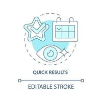 Quick results blue concept icon. Most effective procedure. Apparent benefits of laser eye surgery abstract idea thin line illustration. Vector isolated outline color drawing. Editable stroke