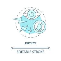 Dry eye blue concept icon. Temporary symptom caused by lasik eye surgery. Operation aftereffects abstract idea thin line illustration. Vector isolated outline color drawing. Editable stroke