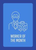 Employee of month postcard with linear glyph icon. Reward program. Greeting card with decorative vector design. Simple style poster with creative lineart illustration. Flyer with holiday wish