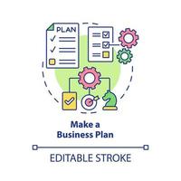 Make business plan concept icon. Successful startup launch. Providing strategy of product promoting abstract idea thin line illustration. Vector isolated outline color drawing. Editable stroke