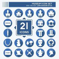 conjunto de iconos museo - estilo de sombra larga - ilustración simple, bueno para impresiones, anuncios, etc. vector