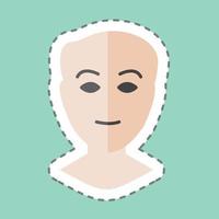 pegatina de rostro humano, corte de línea: ilustración simple, buena para impresiones, anuncios, etc. vector