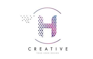 H Pink Magenta Dotted Bubble Letter Logo Design Vector