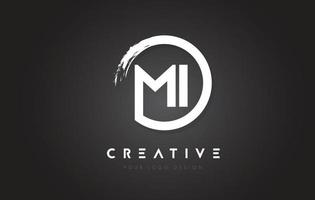 MI Circular Letter Logo with Circle Brush Design and Black Background. vector