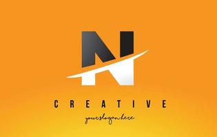 N Letter Modern Logo Design with Yellow Background and Swoosh. vector