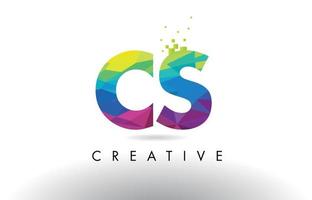 CS C S Colorful Letter Origami Triangles Design Vector. vector