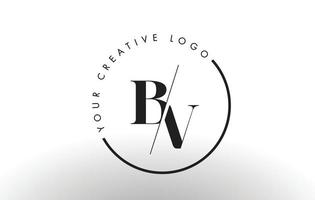 BV Serif Letter Logo Design with Creative Intersected Cut. vector