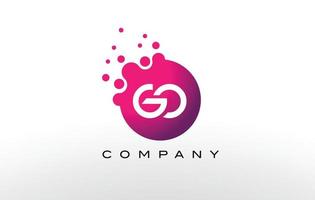 GO Letter Dots Logo Design with Creative Trendy Bubbles. vector