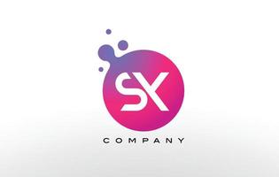 Diseño de logotipo de puntos de letra sx con burbujas de moda creativas. vector