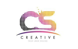 CS C S Letter Logo Design with Magenta Dots and Swoosh vector