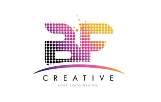 Diseño de logotipo bf bf letter con puntos magenta y swoosh vector