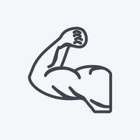 Icono de músculos en estilo de línea de moda aislado sobre fondo azul suave
