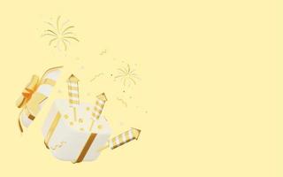 3d rendering of Happy New Year on yellow background photo