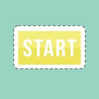 Start Sticker in trendy line cut isolated on blue background vector