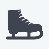 Ice Skate Icon in trendy glyph style isolated on soft blue background vector
