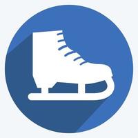 Ice Skate Icon in trendy long shadow style isolated on soft blue background vector