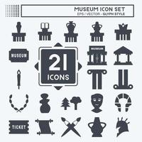 conjunto de iconos museo - estilo glifo - ilustración simple, bueno para impresiones, anuncios, etc. vector