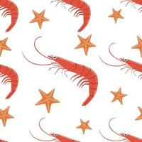 Shrimp and Starfish Seamless Pattern vector