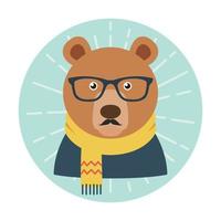 avatar de oso hipster vector