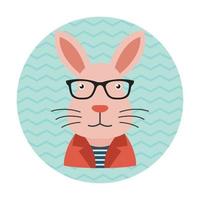 Hipster Rabbit with Glasses vector