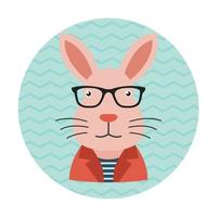 Hipster Rabbit with Glasses vector