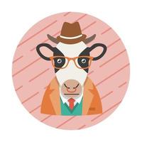 avatar de vaca hipster vector