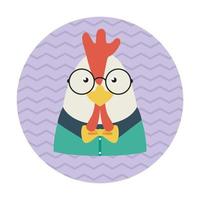 avatar de pollo hipster vector