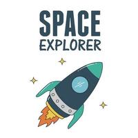 Space explorer with rocket illustration vector