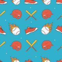 Baseball Seamless Pattern. Baseball Shoes, Helmet and Bat Pattern vector