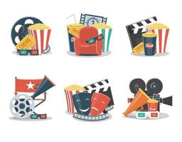 Set of cinema and film concepts illustration with movie theater elements