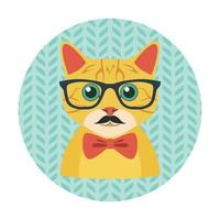 Hipster Cat Avatar vector