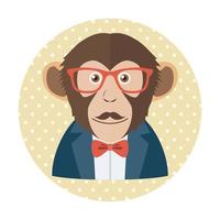 Hipster Monkey Avatar vector