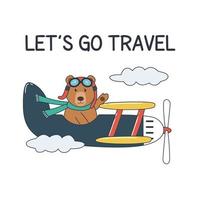 Bear on the Plane Illustration vector