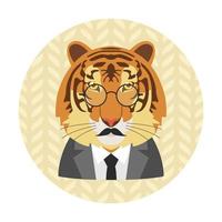 Hipster Tiger Avatar vector