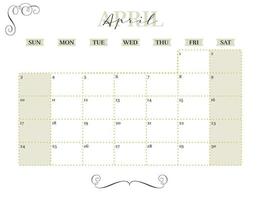 april elegant 2022 monthly calendar planner printable vector