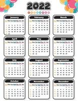 colorful cartoon 2022 calendar planner printable vector