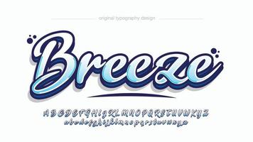 blue modern 3d graffiti calligraphy artistic font typography vector