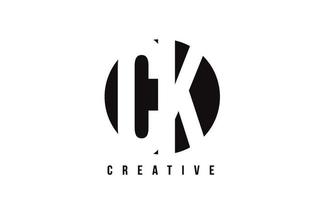 CK C K White Letter Logo Design with Circle Background. vector