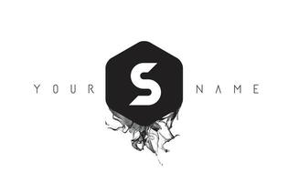 S Letter Logo Design with Black Ink Spill vector